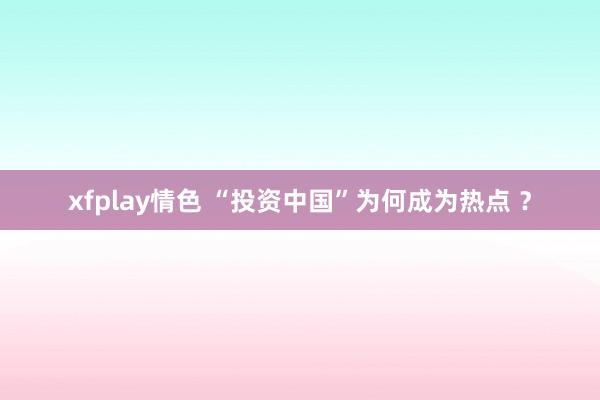 xfplay情色 “投资中国”为何成为热点 ？