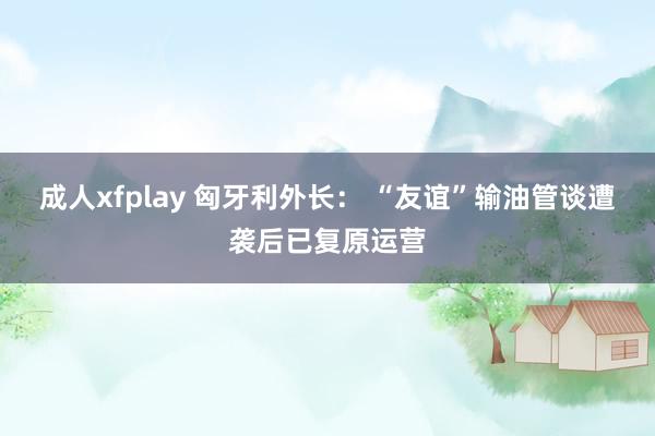 成人xfplay 匈牙利外长： “友谊”输油管谈遭袭后已复原运营