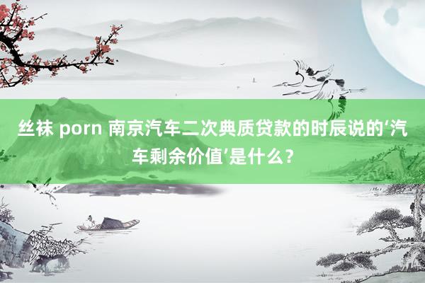 丝袜 porn 南京汽车二次典质贷款的时辰说的‘汽车剩余价值’是什么？
