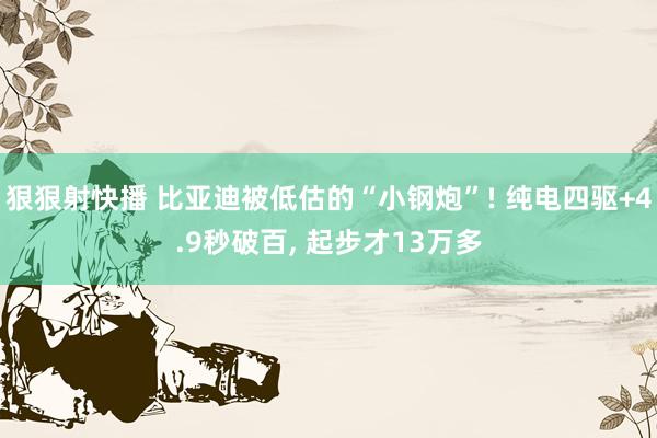 狠狠射快播 比亚迪被低估的“小钢炮”! 纯电四驱+4.9秒破百， 起步才13万多