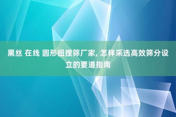 黑丝 在线 圆形扭捏筛厂家， 怎样采选高效筛分设立的要道指南
