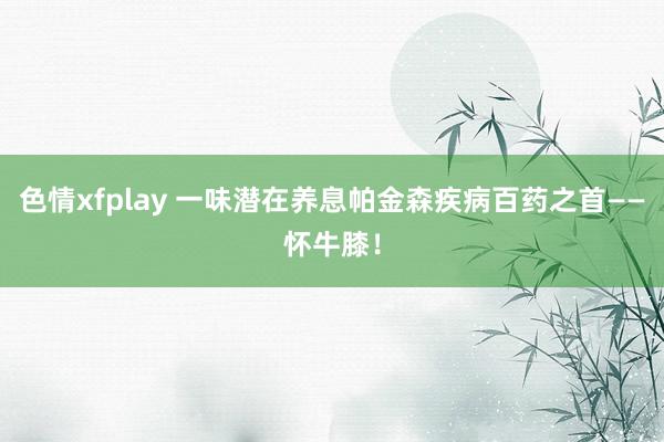 色情xfplay 一味潜在养息帕金森疾病百药之首——怀牛膝！
